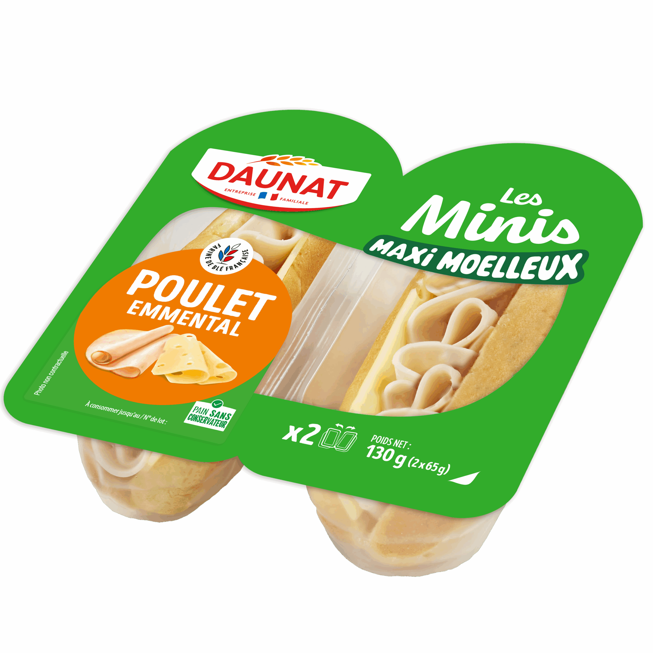 MINIS MOELLEUX POULET EMMENTAL 130G 3367651001891