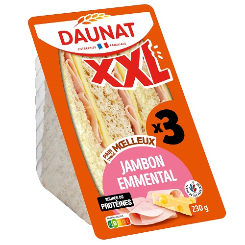 TRIANGLE XXL JAMBON EMMENTAL 230G Daunat