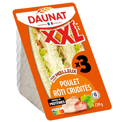 TRIANGLE XXL POULET ROTI CRUDITES 230G Daunat